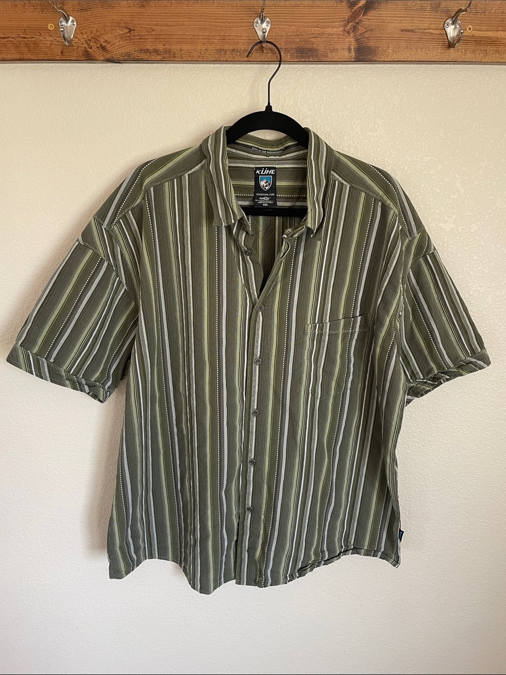 Kuhl Camp Shirt Men's Striped Short Sleeve Button-Down XXL Suncel Hiking Casual